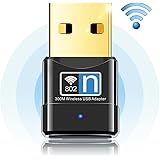 WiFi Adapter 300Mbps Wireless N Adapter 2.4G WiFi USB Adapter Anmier Network Lan Card, Wireless USB WiFi Network Dongle Adapter for Desktop Pc Laptop Support Win XP/Vista/7/8.1/10/Mac OS X 10.4-10.11