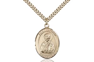 Bonyak Jewelry St. Timothy Hand-Crafted Oval Medal Pendant in 14kt Yellow Gold-Filled