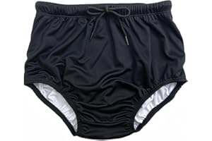 LFDAVP Adult Swim Diaper for Incontinent, Adjustable Drawstring Cloth Swim Diaper Covers Special Needs, Reusable Sprot Underwear (Black, 2XL)