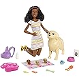 Barbie Doll & Pets Playset with Mommy Dog, 3 Newborn Puppies with Color-Change Feature & Pet Accessories, Brunette Fashion Doll