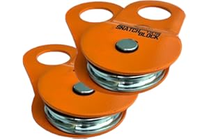 GearAmerica 2PK Snatch Block 9Ton | Heavy Duty Winch Pulley System for Synthetic Rope or Steel Cable | Double Winch Capacity,