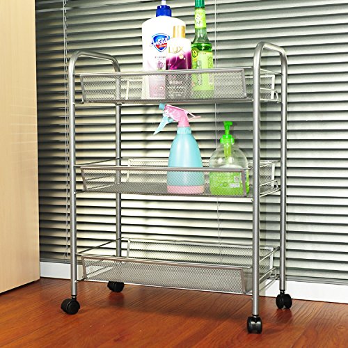 image for YIMU 3 Tier Mesh Wire Rolling File Cart Multifunction Utility Cart Kit