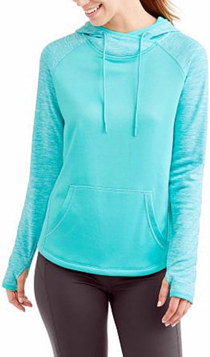 Athletic Works Women's Active Plus Tech Fleece Hoodie Sweater Jacket (L, Aqua) at Amazon Womenâs 