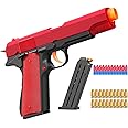 Toy Pistol with ejecting Shells,Realistic Soft Bullet Toy Gun Cheap Cool Stuff Stress Shot Fidget Toys Hand Guns Fake Prop Shooting Game for Adults Under 10 Dollars for Age 14 Years Old (Black)