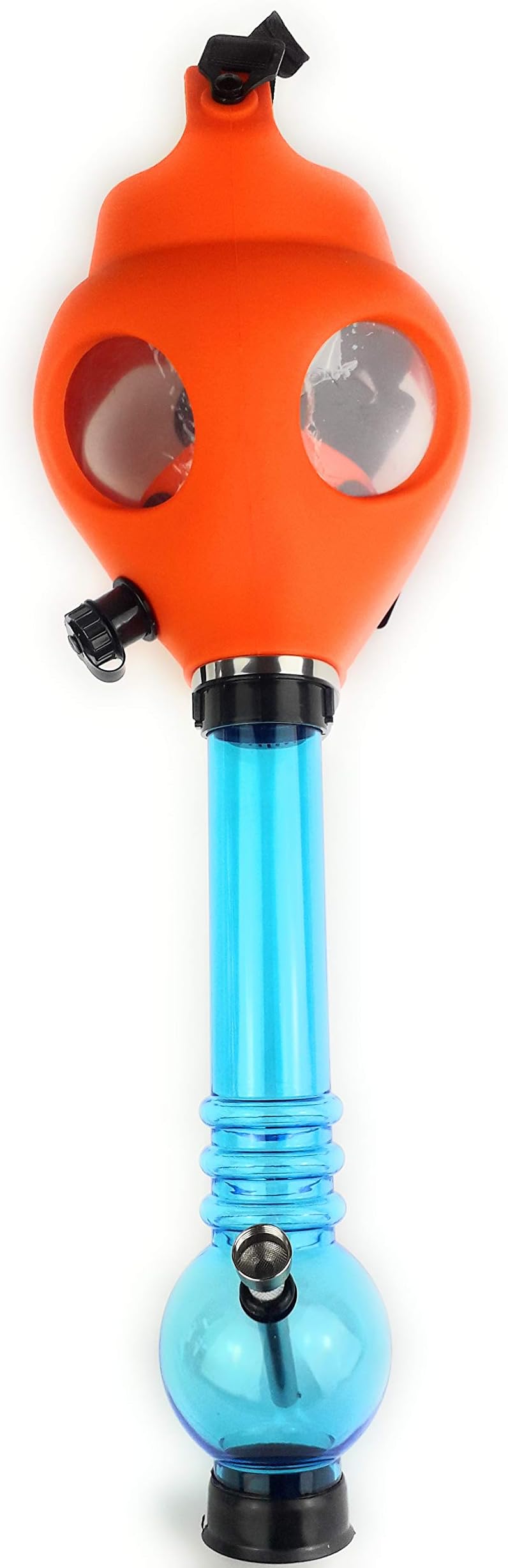 4Smoke GAS MASK BONG - Adjustable to Fit any Person - NOVELTY GAS MASK WITH DETACHABLE BONG - CHOOSE COLOUR OF GAS MASK - BONG ATTACHMENT COLOUR/STYLE VARY (Orange)