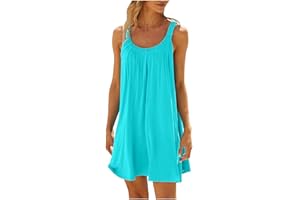 Olivcker Beach Dresses for Women 2024 Vacation Summer Sundresses Sleeveless Casual Tank Mini Sun Dress Bathing Suit Cover Up