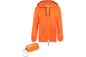 COOFANDY Mens Packable Rain Jacket Waterproof Raincoat with Hood Lightweight Cycling Rain Gear Travel Hiking
