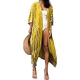 Moss Rose Women Summer Kimono Cardigan Kaftan Cover up Bathing Suit Maxi Beach Vacation Clothes with Belt