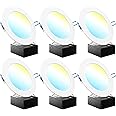 Sunco 6 Pack 6 Inch Ultra Thin LED Recessed Ceiling Lights, Slim Canless with Junction Box, 850 LM, 2700K/3000K/4000K/5000K/6000K, Dimmable, 14W=100W, Wafer Thin, 50000 Lifetime Hours ETL