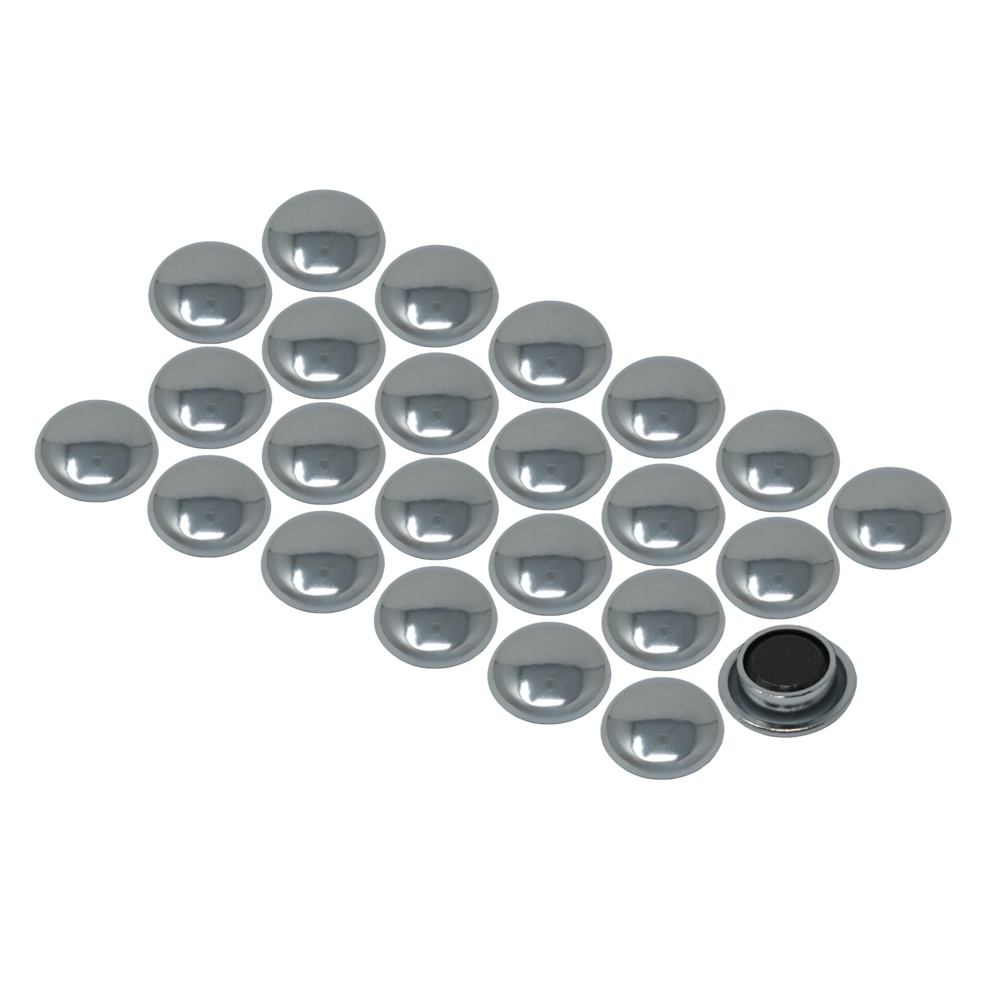 Medium Silver Planning Office Magnets for Fridge, Whiteboard, Noticeboard, Filing Cabinet - Pack of 12