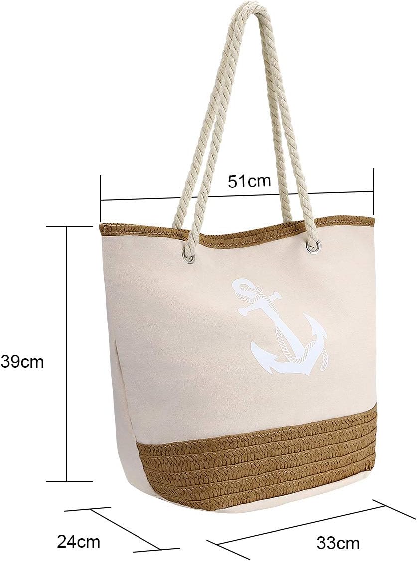flintronic Women Beach Bag, #2 Beige Anchor - Image 3