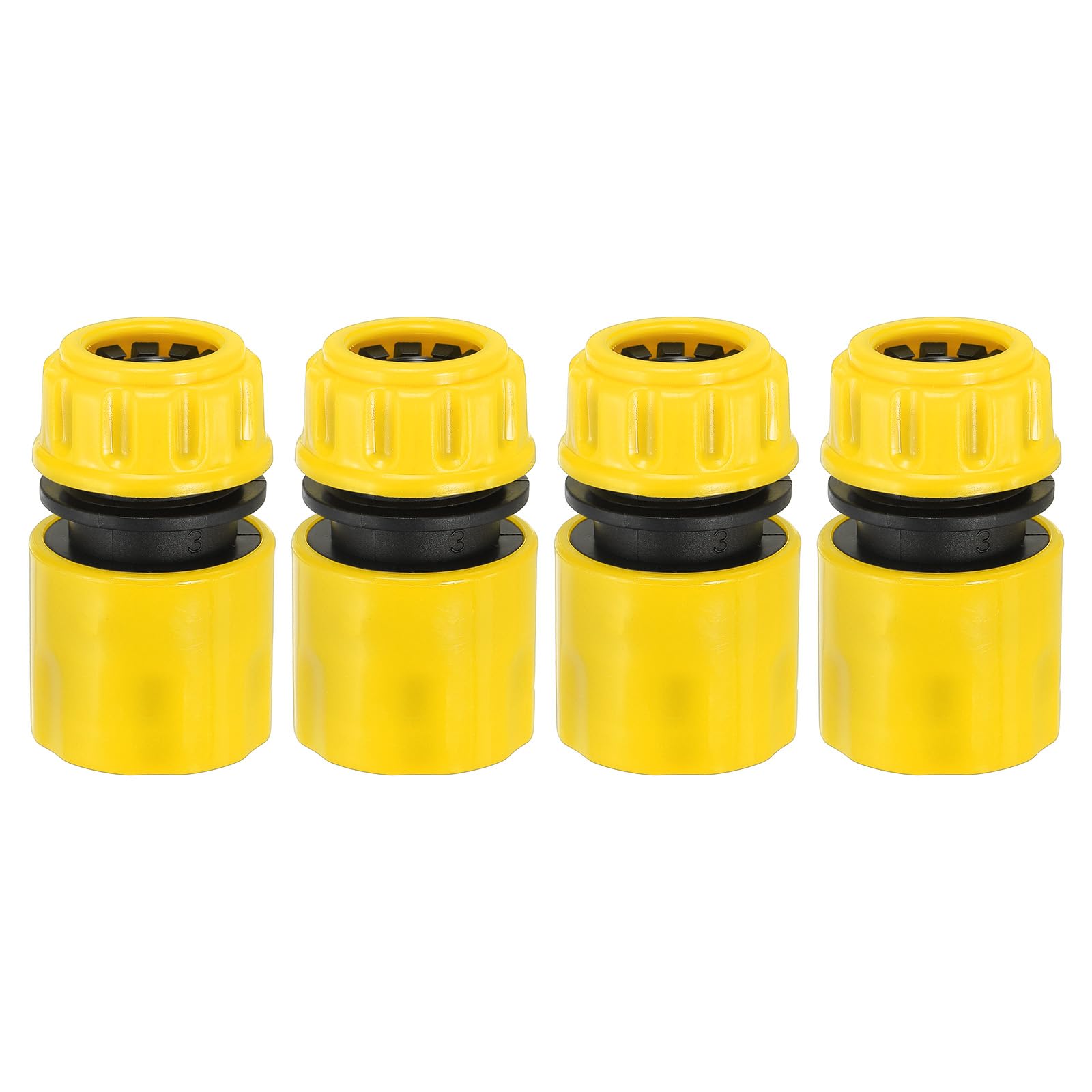 PATIKIL 1/2" Garden Hose Quick Connector Repair Extender, 4 Pcs Plastic Garden Water Hose Connectors Fittings Leakproof Design, Light Yellow