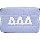 Sorority Shop Delta Delta Delta Makeup Bag - Puffer Style with Sorority Letters, Travel Cosmetic Bag with Zipper Closure, Perfect Tri Delta Sorority Gifts for Women