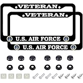 2Pcs for U.S. Air Force License Plate Frames – Black Aluminum License Plate for Veteran United States Air Force –Veteran USAF License Plate Holder
