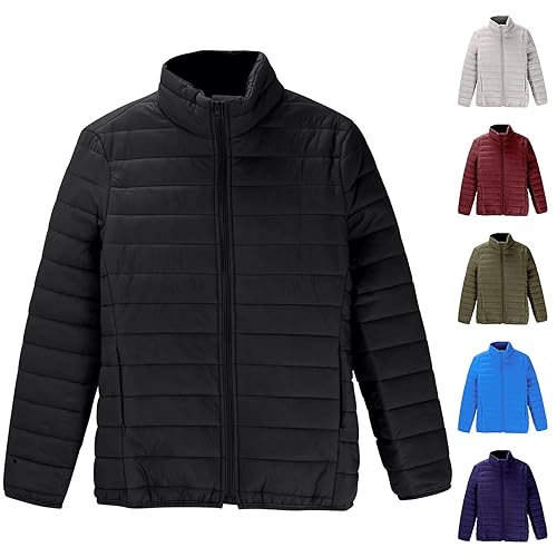 tacniseyw Puffer Jackets Women Quilted Padded Coat Ladies Lightweight Waterproof Jacket Plus Size Winter Coats Autumn Puffer Down Coats Without Hood Plain Short Coat Casual Black Jacket Down Overcoat
