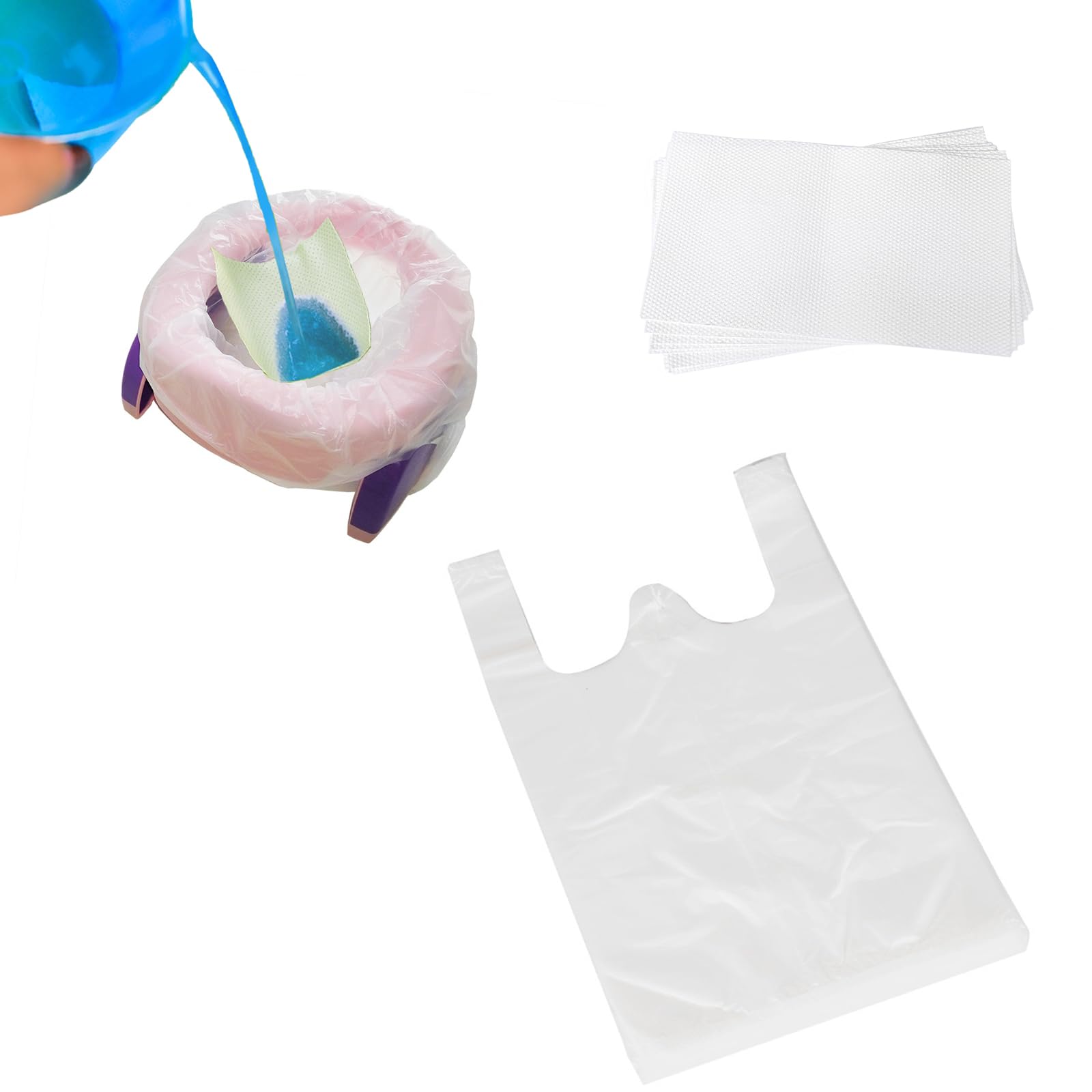 25pcs Travel Potty Liners, Commode Liners, Potty Liners, Commode Liners with Absorbent Pad, Portable Toilet Bags, Commode Liner, Commode Bags, for Kids, Adults, Camping Long Trip, Pets Outdoors