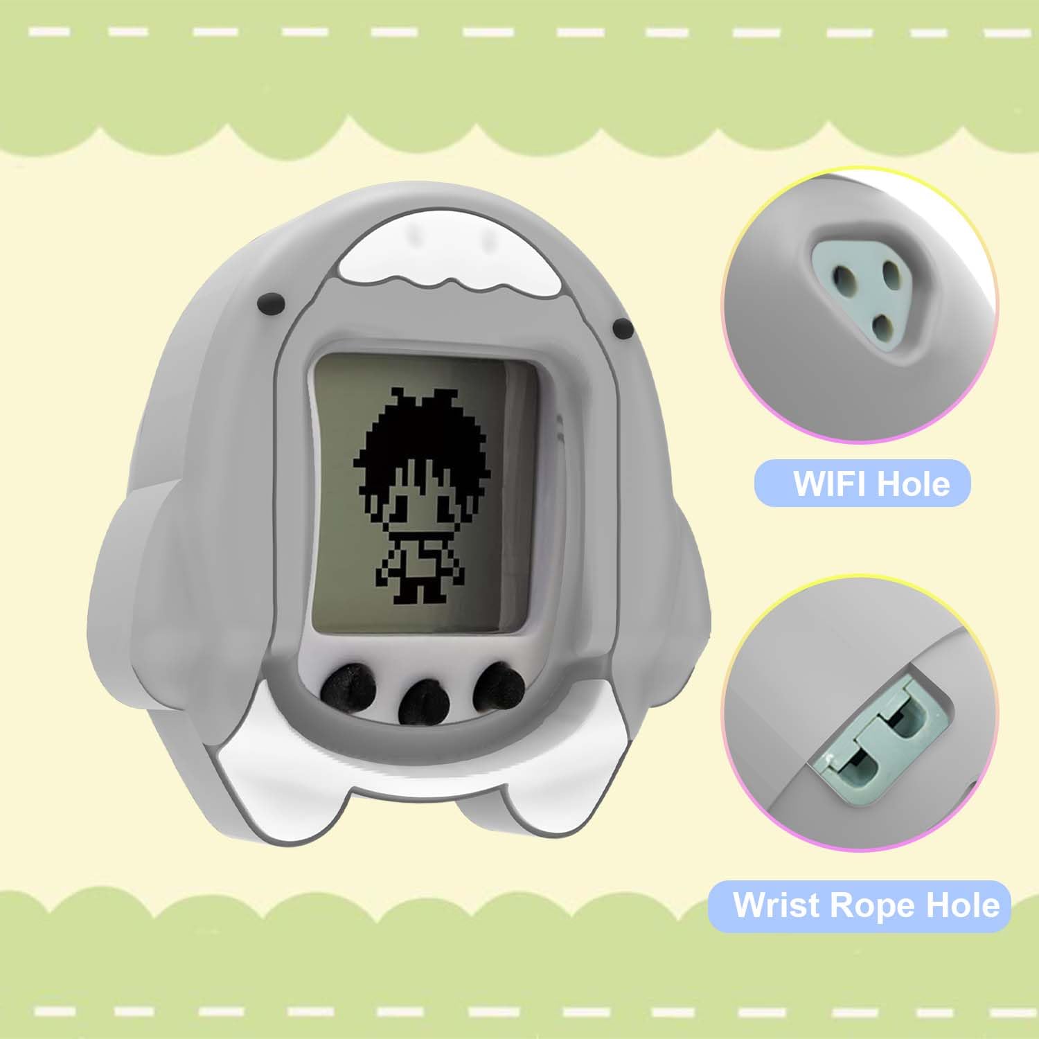 Silicone Case Compatible with Tamagotchi Nano, Cute Shark Protective Skin Sleeve for Tamagotchi Nano Interactive Toy Digital Pet Case