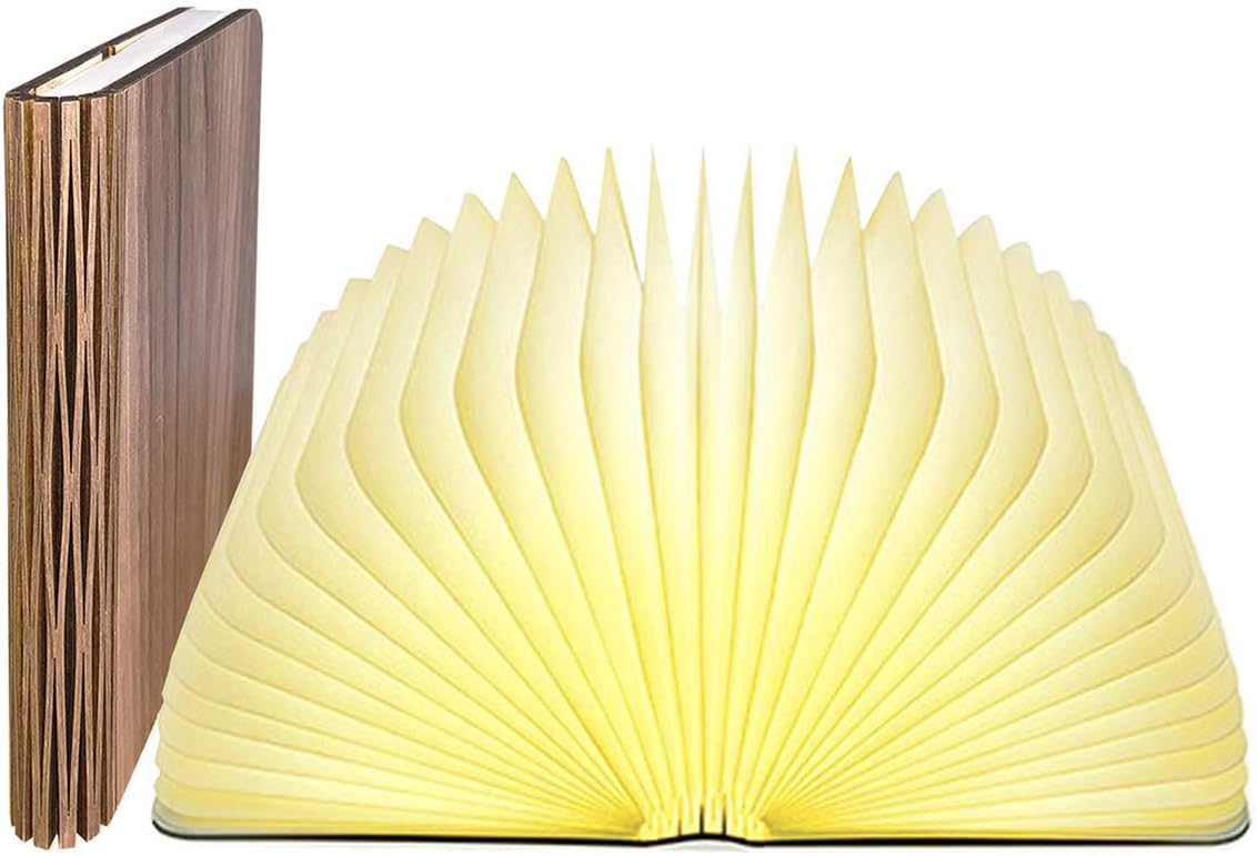 Lamp Book Large Size Folding Mood Light, Novelty LED Night Light, USB Large Capacity Rechargeable Wooden Table Lamp(6.5 x 4.9 x 1 in)