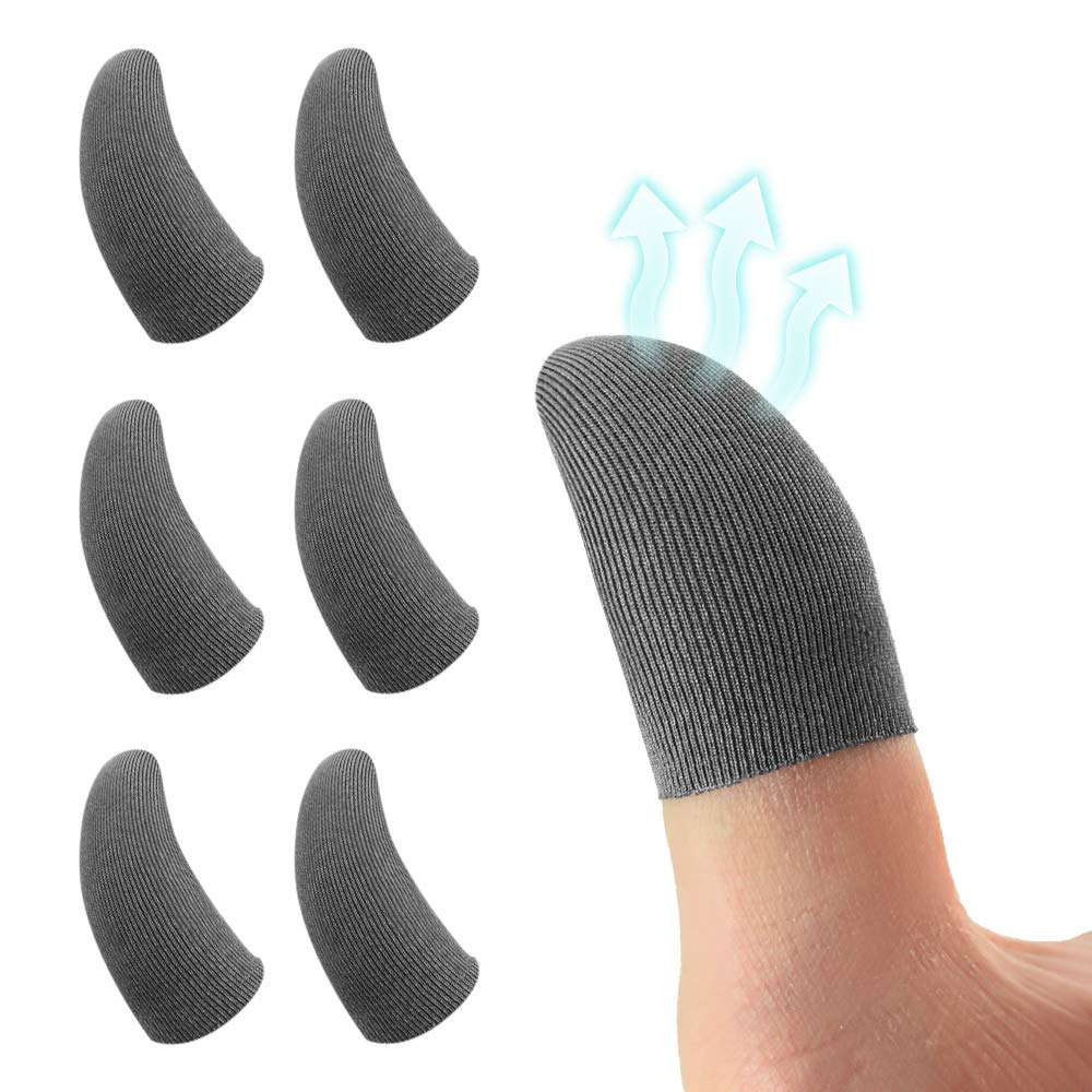 DLseego PUBG Mobile Game Controller Finger Sleeve Sets [6 Pack], Smooth Thin Anti-Sweat Breathable Full Touch Screen Sensitive Shoot Aim Joysticks Finger Set for Knives Out/Rules of Survival