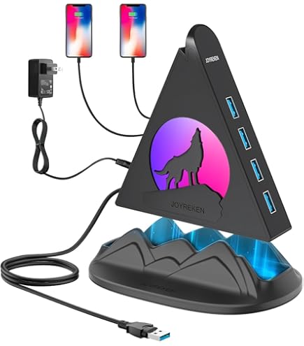 JoyReken Hub Adaptador Vertical USB C, Concentrador HDMI USBC 8 En 1 Con Carga De Paso PD De 100 W, 5Gbps 3xUSB-A, USB-C 3.0, Lector De Tarjetas SD/TF, Torre Hub USB