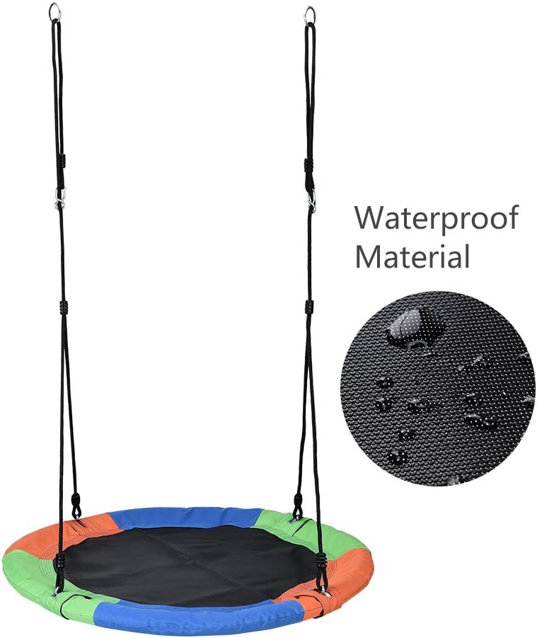 Lovely Snail Tree Swing 40 Inch Outdoor Large Round Saucer Swing Platform for Kids Adults with Flags Adjustable Ropes for Backyard Playground Swingset, 400 Lbs: Toys & Games