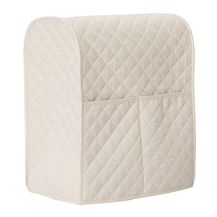 LIAMTU Stand Mixer Cover Large Size Dust-proof Satin Sheen Fabric Fits All Tilt Head & Bowl Lift Models for KitchenAid, Sunbeam, Cuisinart, Hamilton Beach Mixers (Almond Cream)