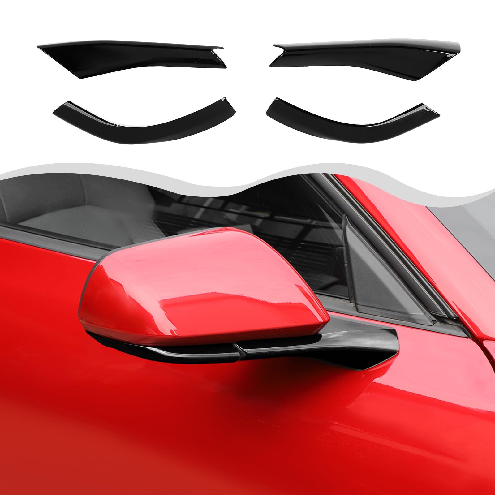 Photo 1 of HTHE Rearview Side Mirror Decoration Trim Cover Compatible with Mustang Accessories 2024-2025(Black)