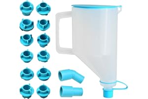 Prokomon 15 Pcs Oil Funnel Kit, 1.5-Quart No-Spill Funnel with 14 Blue Adapters for Multiple Vehicle Models；Easy Fill, One-Handed Operation