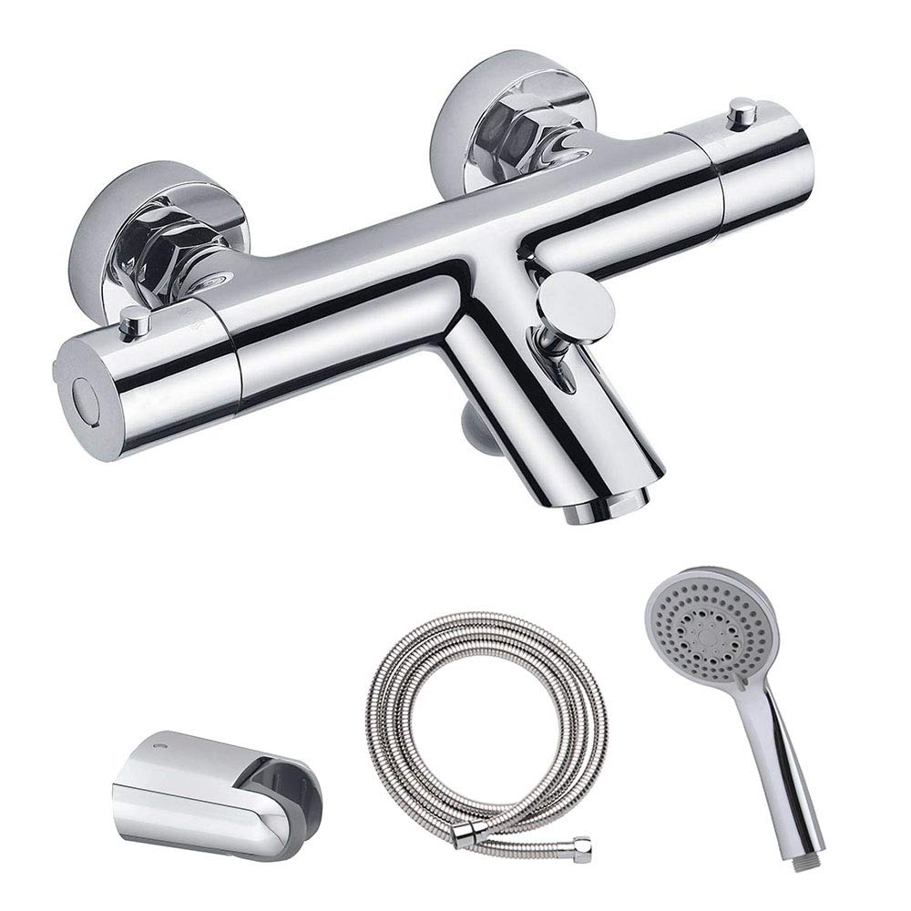 Kibath L407551 Thermostatic Bath Faucet Bonn with Equipment – Zinc Levers, Chrome Gloss