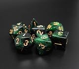 CREEBUY Polyhedral DND Dice Set Glitter Green Black Nebula RPG Dice view 2