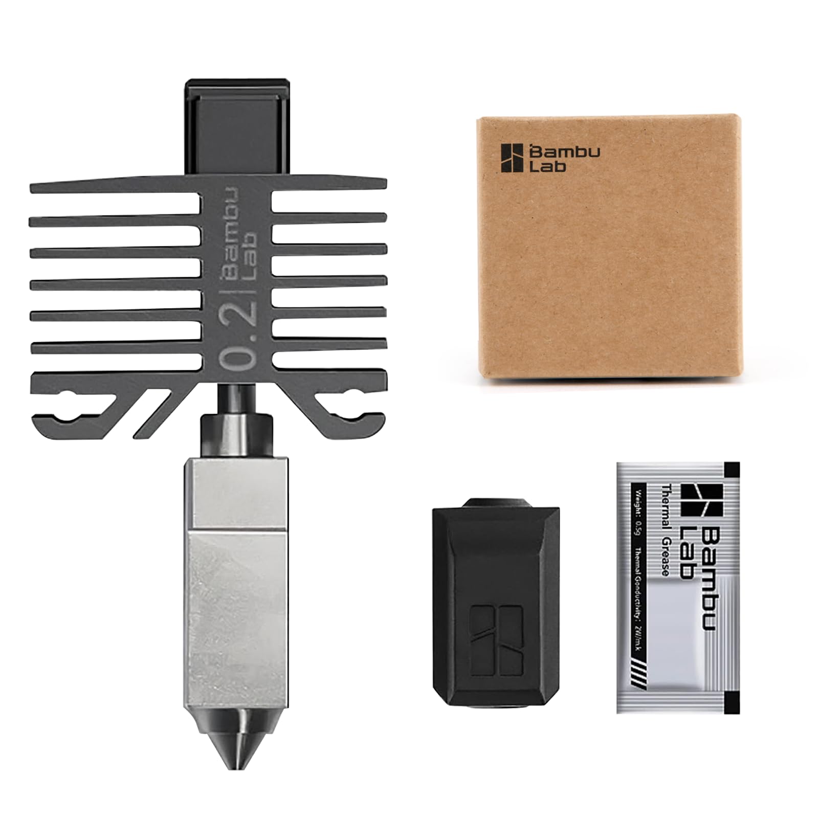 Photo 1 of Bamboo Lab Original 0.2mm Stainless Steel Nozzle Assembly Hotend Kit for Bambu Lab X1 Series and P1 Series,Compatible with P1S P1P X1C X1 Carbon 3D Printer