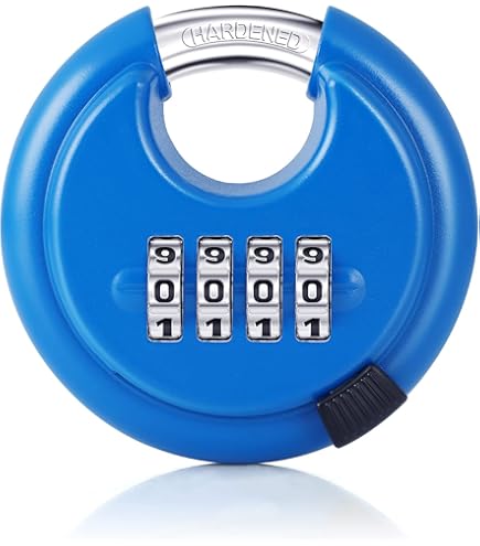 Guliffen Combination Lock, Discus Padlock With 4 Digital Combination,Disc Lock For Storage Unit,Trailer (Red - View #5