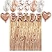 Bridal Shower Bachelorette Party Decorations Kit Rose Gold - Set Includes 1 Fringe Curtain, 1 Set of Bride Balloons, 1 Love Balloon, 2 Heart Balloons, Latex 4 White, 4 Rose Gold, 4 Confetti Balloons