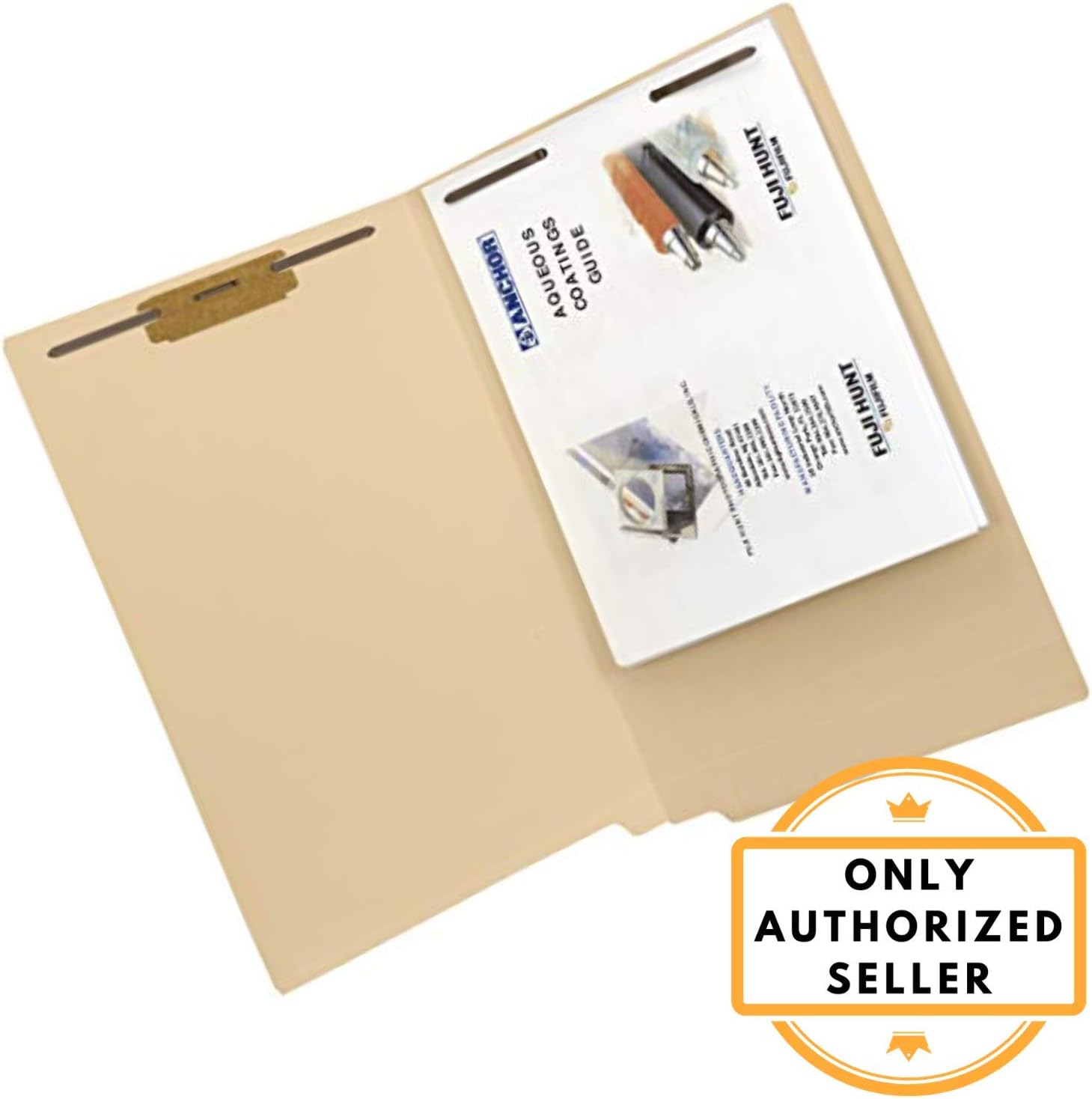 The File King - Manila File Folder - Legal Size - Full Side Tab with 2 Fasteners in Positions 1 and 3 for Shelf Filing - Box of 50 : Office Products