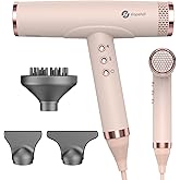 slopehill Professional Ionic Hair Dryer, High-Speed Blow Dryer with Brushless Motor for Salon Use, Lightweight Compact Hairdryer for Travel, Low Noise Quiet for Home, Ceramic Pink
