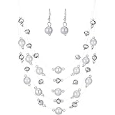 Crystal Beaded Statement Necklace for Women Boho Colorful Multi-Strand Necklace and Earring Sets for Women Fashion Jewelry Gifts for Mom