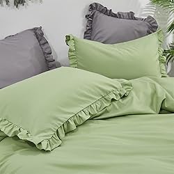 CLOTHKNOW Green Ruffles Comforter Set Full 3Pcs