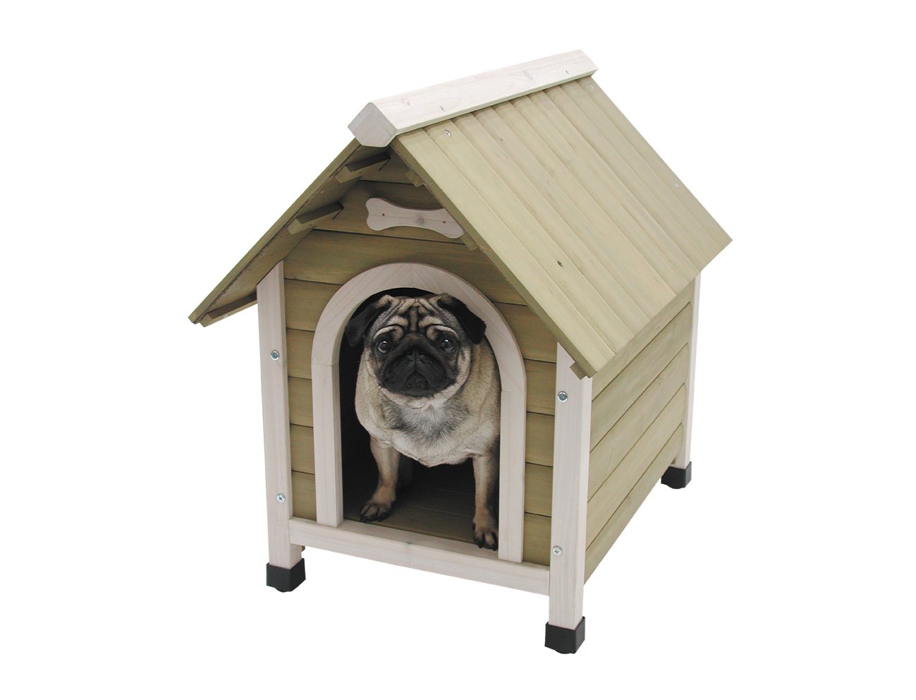 Nobby Wooden Kennel with Pitched Roof for Dog, Medium, 72.5 x 52.5 x 69 cm