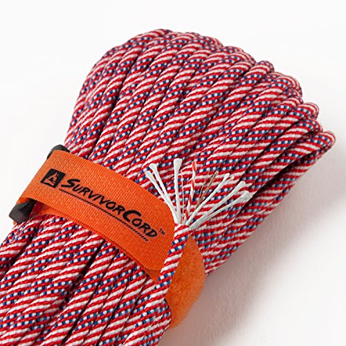 TITAN SurvivorCord | OLD GLORY | 103 Feet | Patented Military Type III 550 Paracord / Parachute Cord (3/16