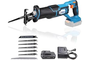 NEWONE 20V Reciprocating Saw zall saw cut-off tool with 2.5A Charger,LED working light, Tool-Free Blade Change, 7pcs Saw Blades for cutting metal wood frozen bone, 2.0AH Battery