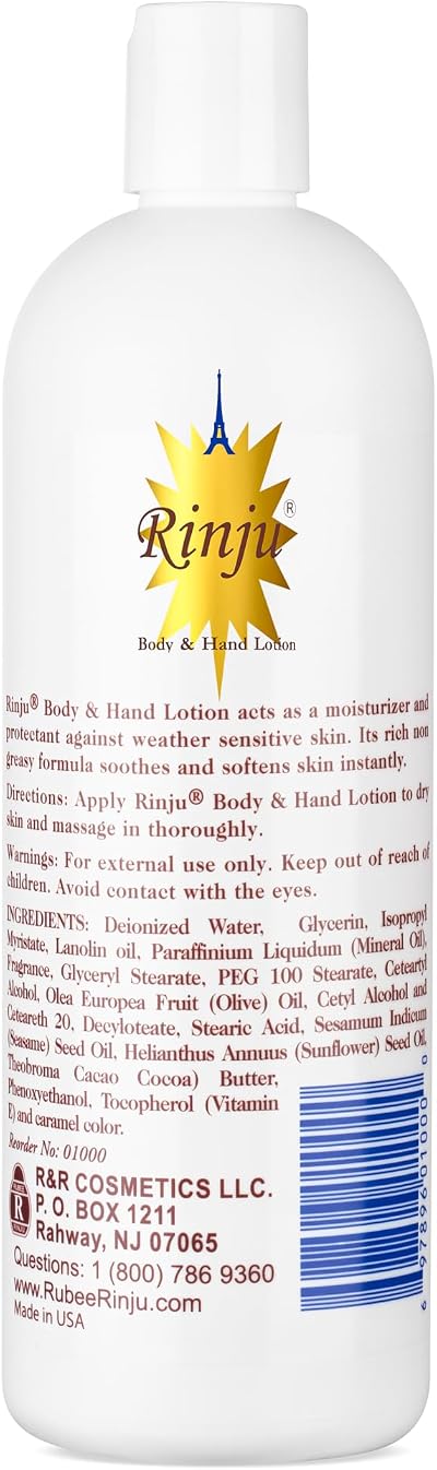 Rinju Body Hand Lotion 453g Vitamin E Moisturiser for Dry Skin