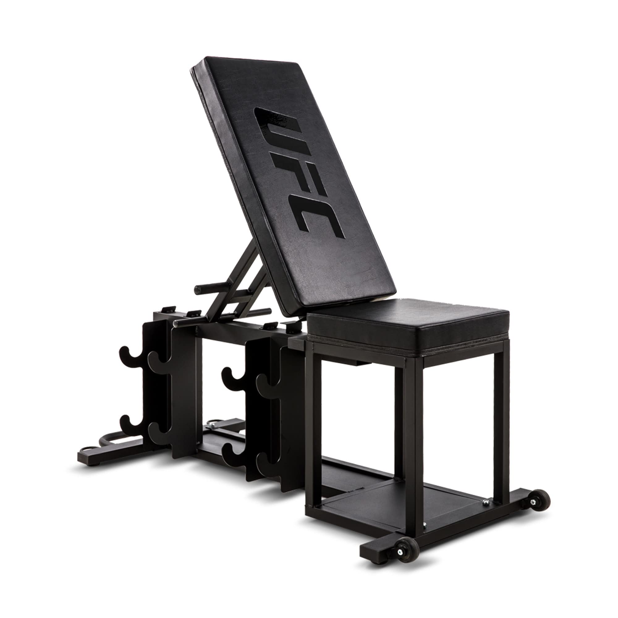 Photo 1 of UFC Zone+ Weight Bench, Adjustable Full Body Workout Strength Training Flat, Incline, Decline. Built in Storage and Transport Handle and Wheels, Easy to Store for Home Gym
