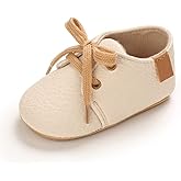 Baby Boys Girls PU Leather Shoes Soft Rubber Sole Lace-up Oxford Sneakers Infant Crib Shoes for Toddler First Walkers