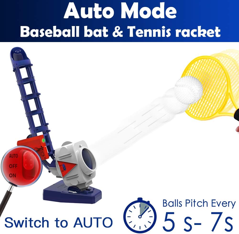 iPlay, iLearn 2 in 1 RC Baseball & Tennis Pitching Machine, Remote Control Bat, Automatic Pitcher, Active Training Toys Set, Outdoor Sport Games, Gifts for 5, 6, 7 Year Olds Kids, Boys, Girls: Toys & Games