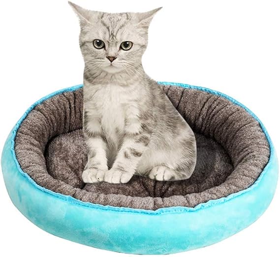 Fashionale Plush Cat Dog Bed,Simple Beautiful Print Surface Waterproof Windproof Fabric Round