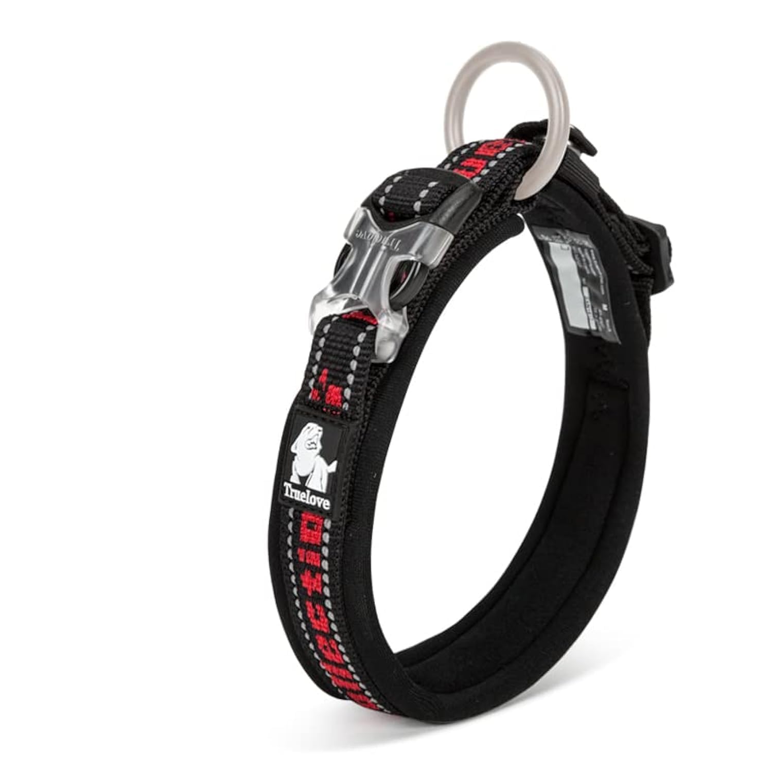 WINHYEPET True Love Reflective Dog Collar, Nylon Webbing Comfortable and Safe Adjustable Buckle convenient used for walking for Small Dogs Neck Ring TLC50121 (Black/Red,S)