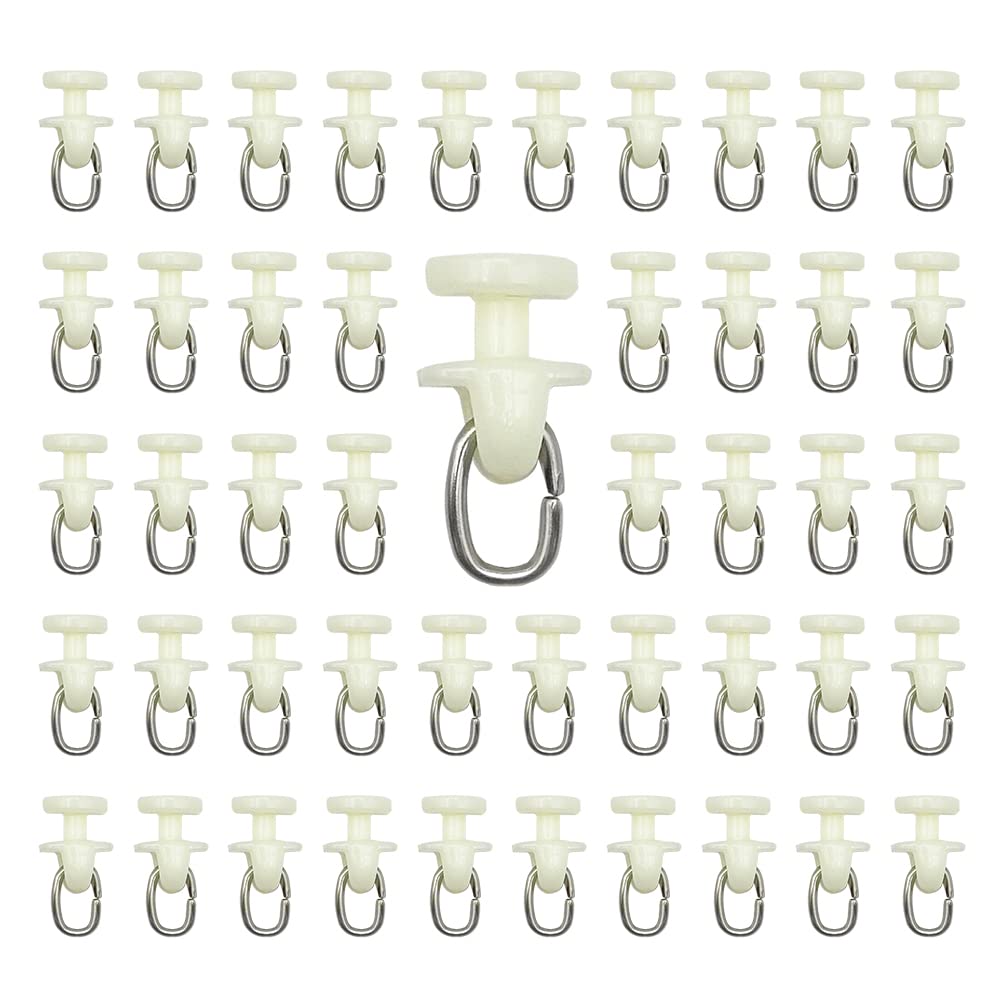 HLIWS Plastic Curtain Hooks Gliders-100 pcs Mute Rod inner rail track Slides Rollers,Caravan Curtains Hooks,Curtain Track Runners(White)