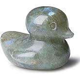 DUQGUHO Duck Figurine Statue Funny Deocr Gifts Labradorite Crystals Stones Lucky Duck Collectible for Mom Gifts Home Desk Office Deocration 1PC
