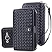 TabPow Galaxy J7 Case,Weave Zipper Cash Slot, Card Slots, Button, Leather Wallet Case Cover With Detachable Case For Samsung Galaxy J7 J700 (2015)- Weave Black