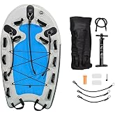Vinfgoes Inflatable bodyboard Water Rescue Sled Inflatable Floating Mat inflatable Jet Ski Sled Board for Professional Emergency Rescue by Lifeguards, Fire &amp; Rescue, Big Wave Surfing